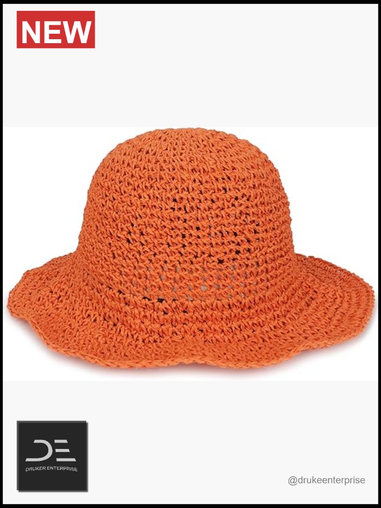 Crochet Straw Sun Hat Wide Brim Foldable Floppy Beach Hat Summer